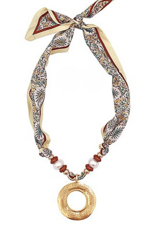 Paisley Scarf Necklace with Circle