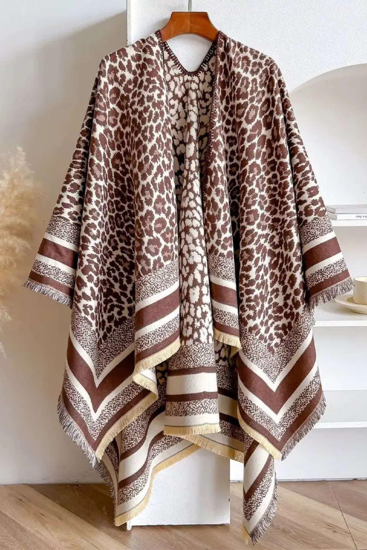 The Wild Luxe Leopard Ruana Wrap – Brown