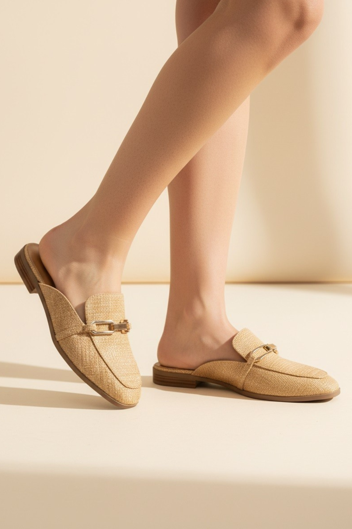 The Golden Coast Raffia Mule