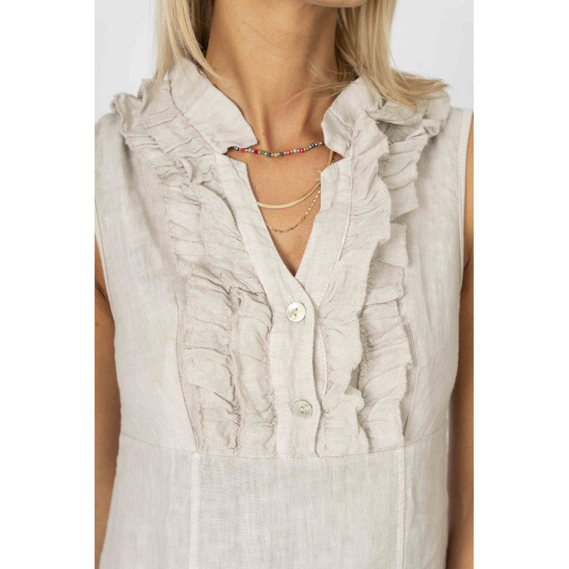 Seaside Ruffle Linen Dress