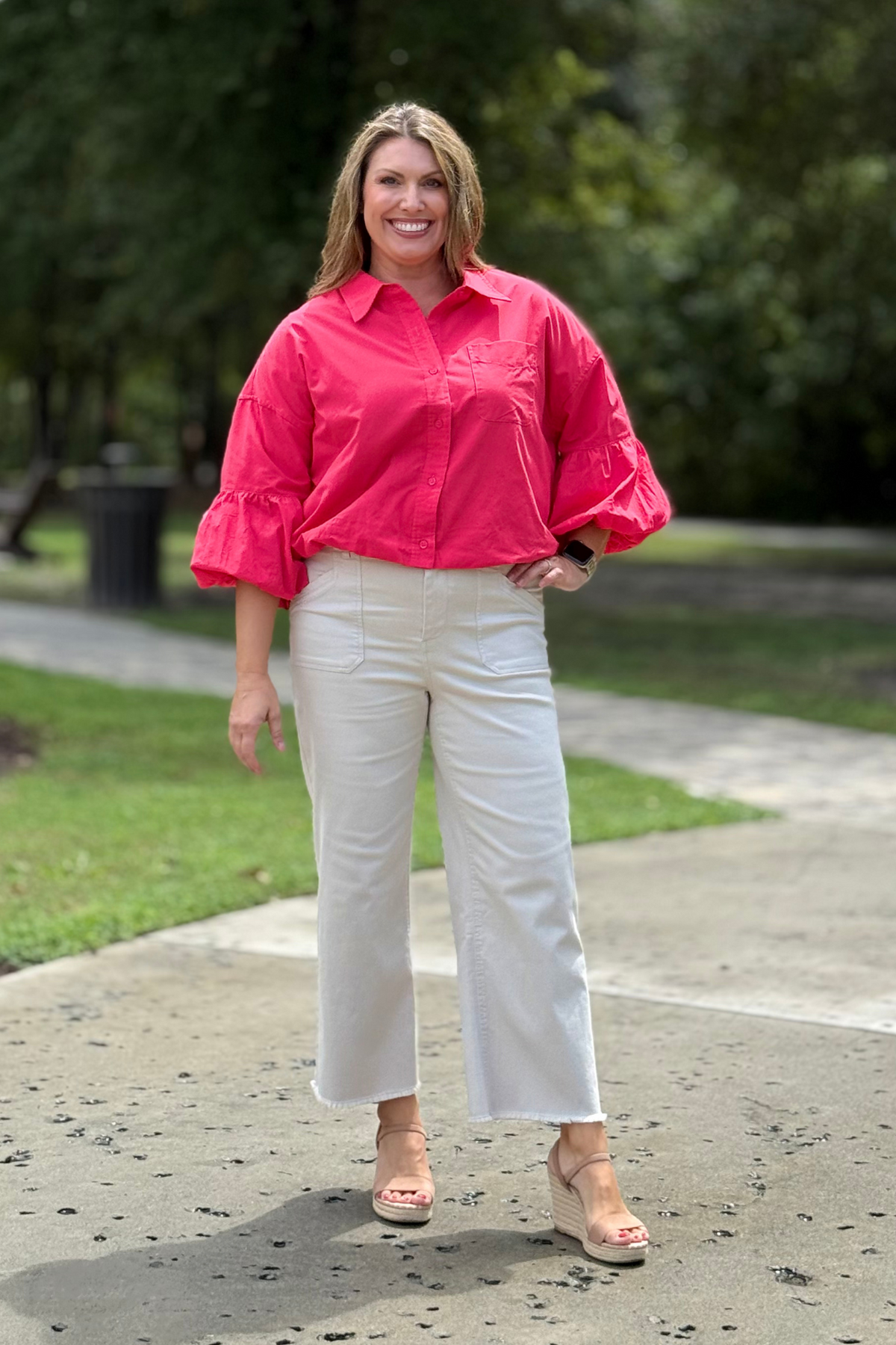 The Berrywood Long Sleeve Blouse in Berry Red