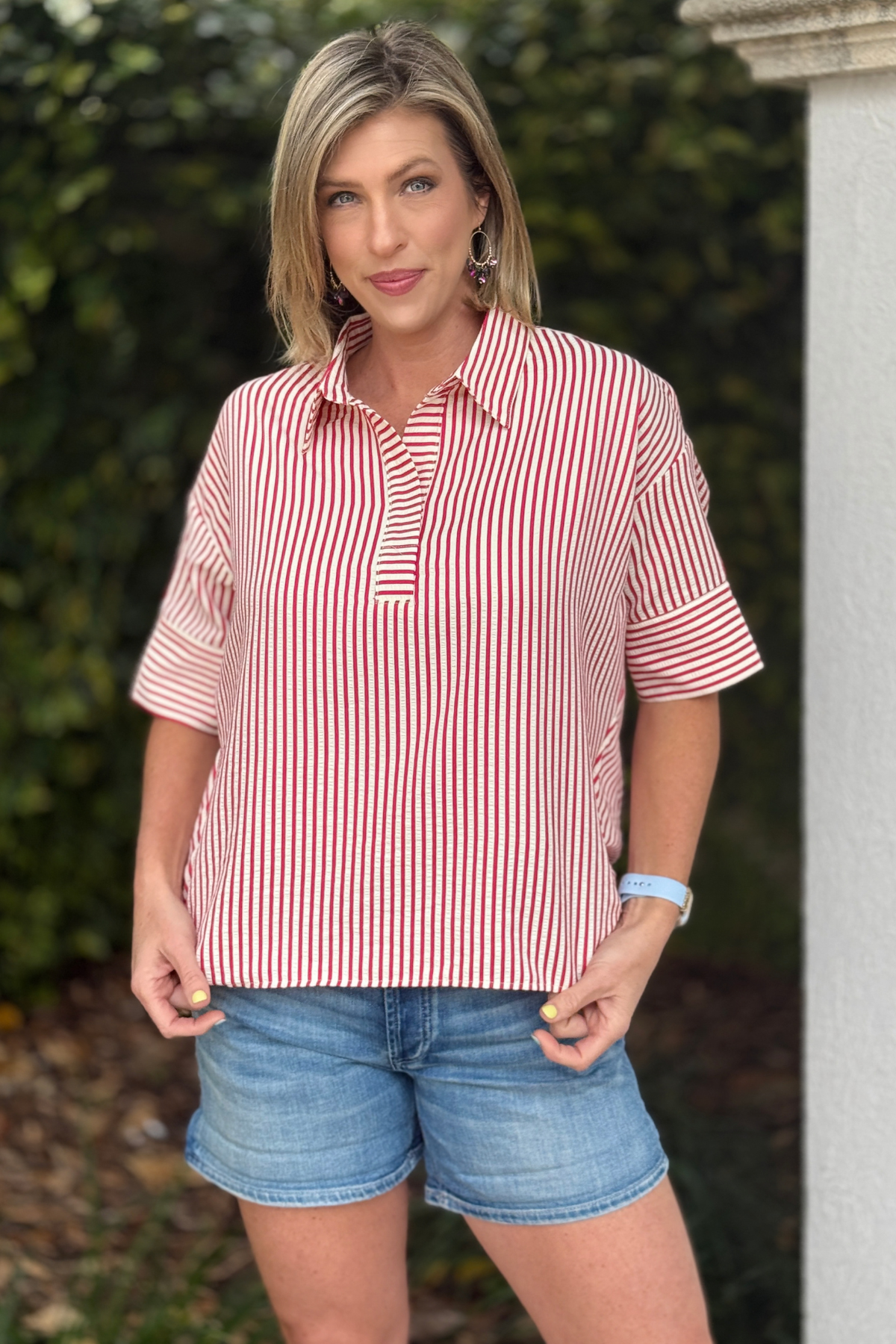 casual summer striped blouse women