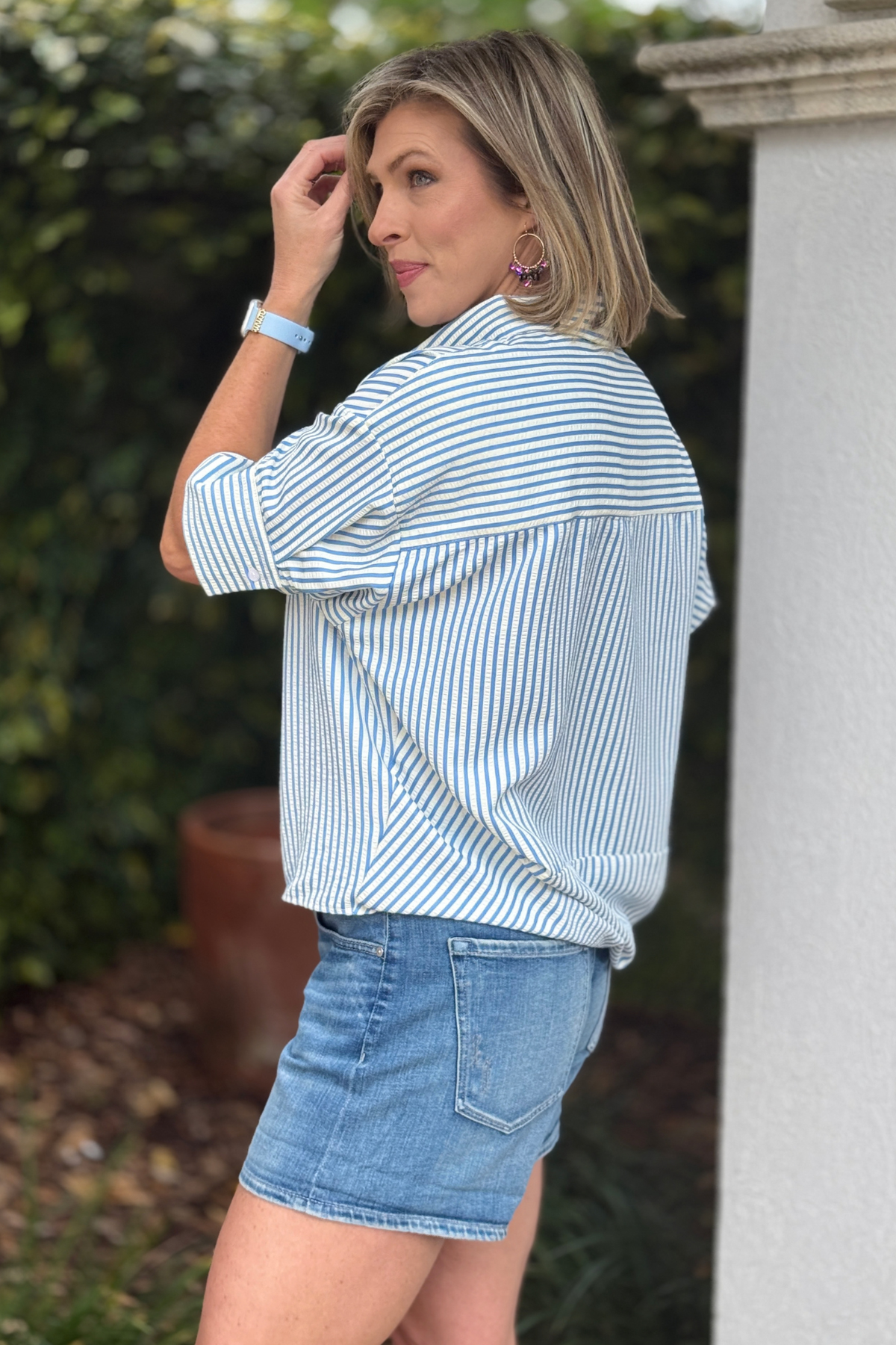relaxed fit striped shirt women