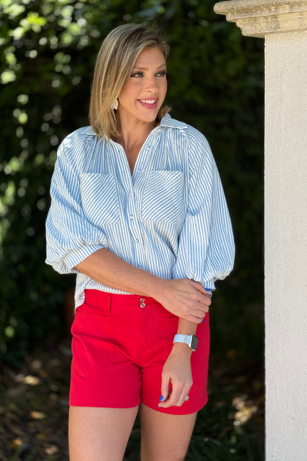 women’s striped button down summer top