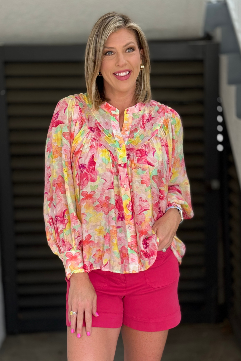 Lightweight floral blouse with balloon sleeves