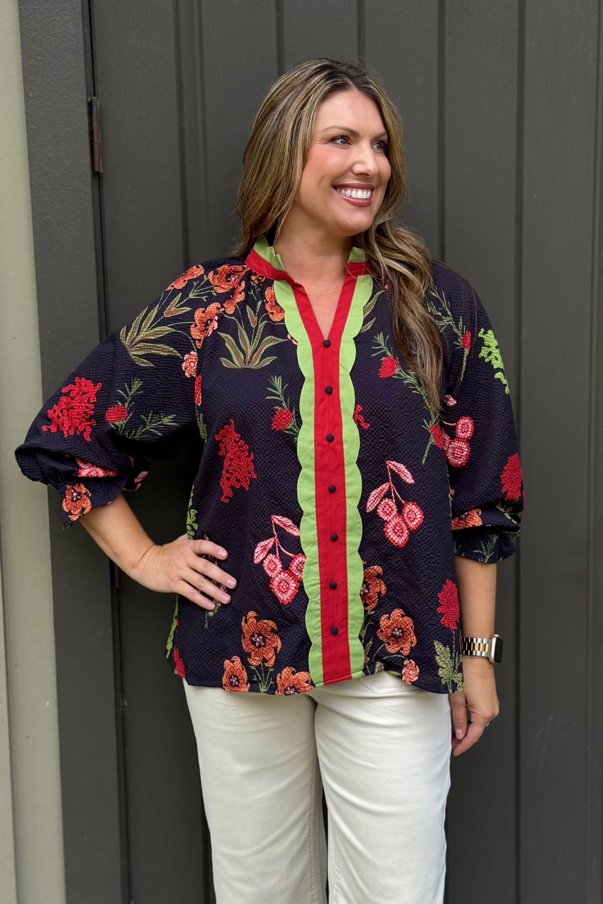 Pumpkin Patch Petals Blouse in Black