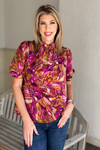 Bevelle Printed Ruffle Neck Top