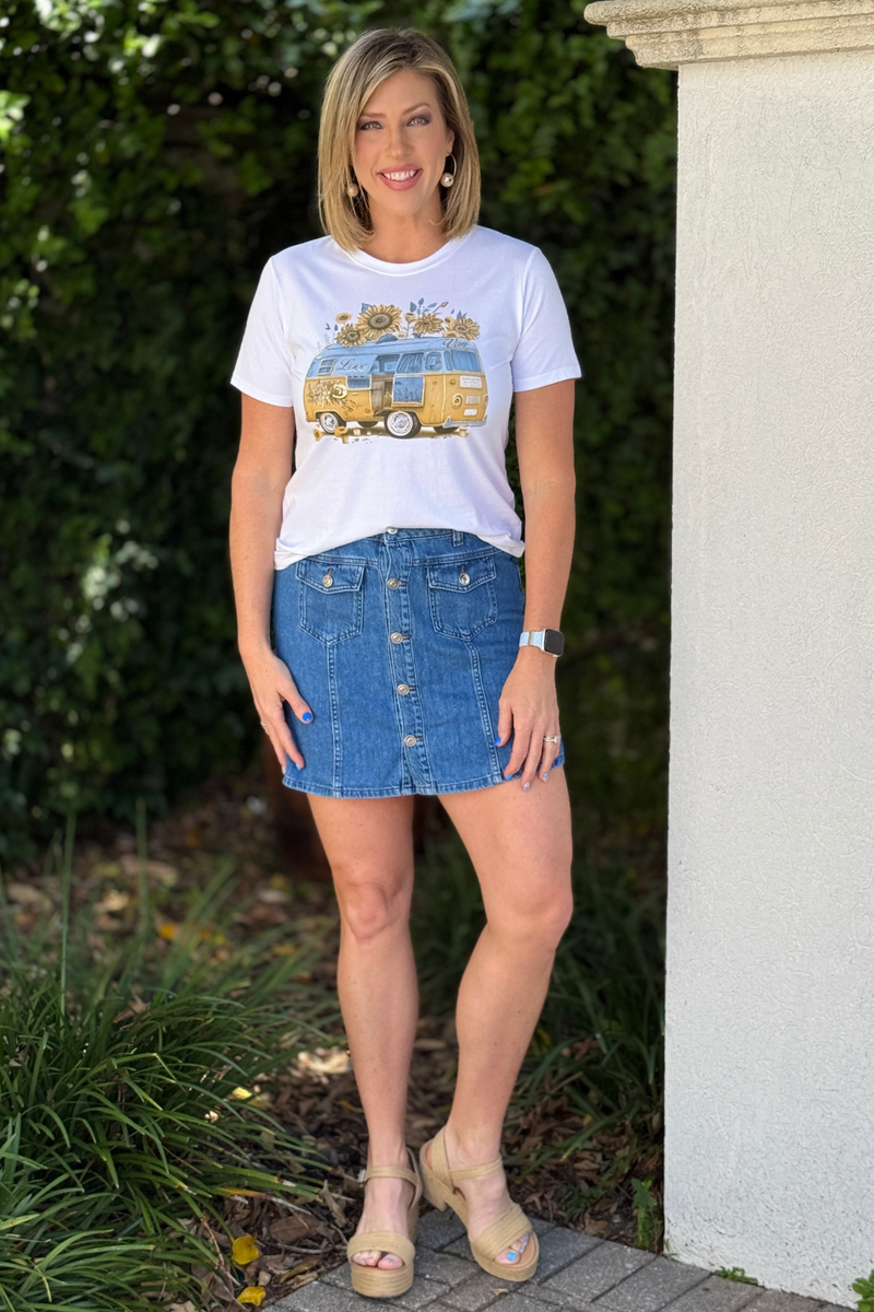 Tribal Audrey denim skort front view