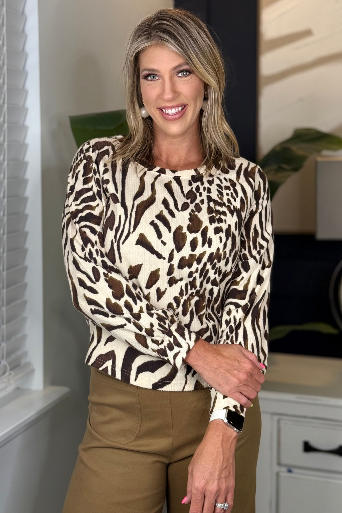 Tribal Wild Comfort Crew Neck Top