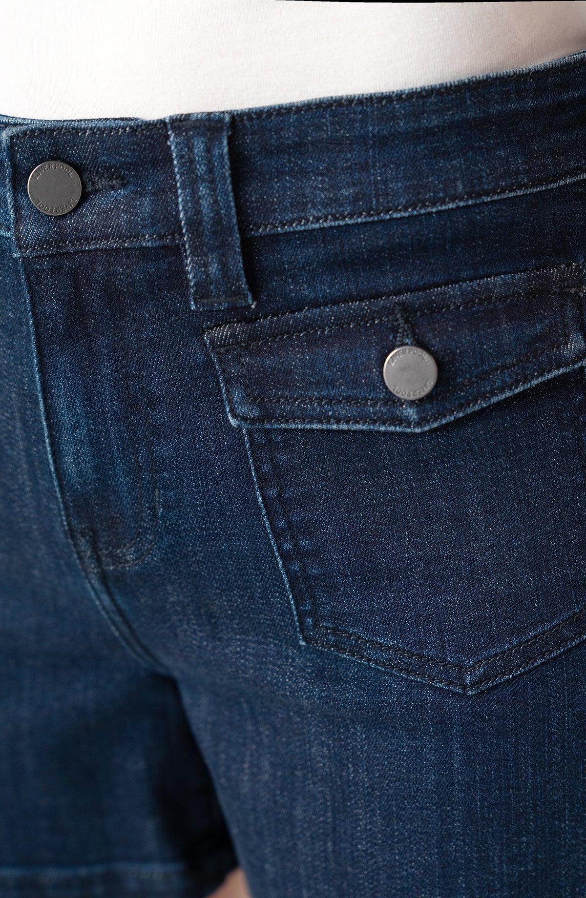 Dark Wash Denim Shorts with Patch Pockets