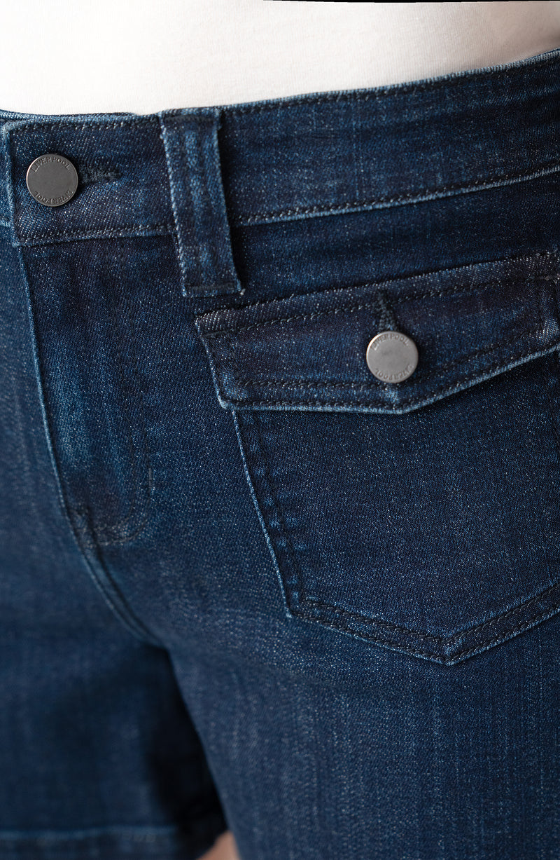 Dark Wash Denim Shorts with Patch Pockets