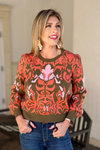 Marisse Long Sleeve Printed Sweater Top