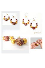 Sarahfide: Game Day Medium Round Earrings-Garnet and Gold