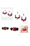 Sarahfide: Game day Medium Round Earrings-Red and Black