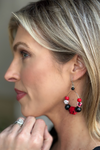 Sarahfide: Game day Medium Round Earrings-Red and Black