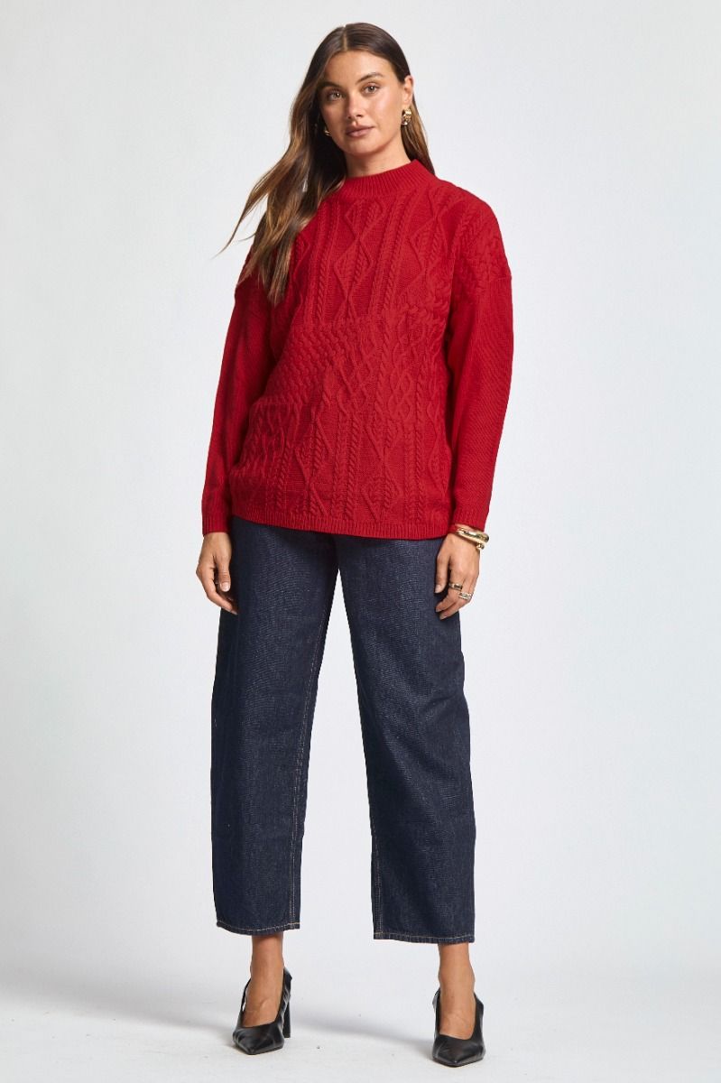 TPN The Holly Berry Cable Knit Sweater