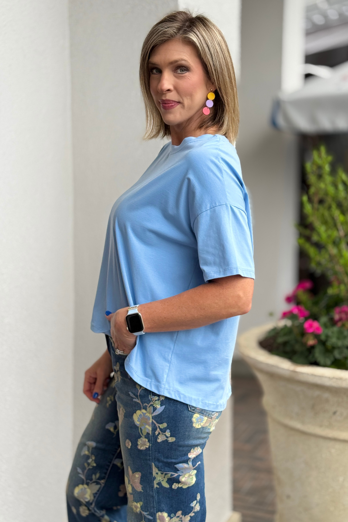 Made in Italy one size relaxed tee in pastel colors for summer styling