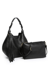 Eloise Tassel Hobo Braided Handle Bag-Black