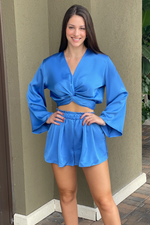 Rori Diva Blue Fit And Flare Shorts